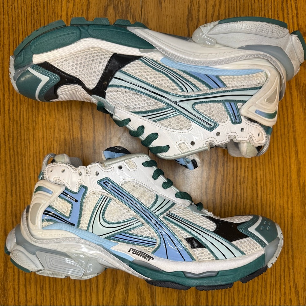 Balenciaga Runner Sneaker (White/Green/Blue)